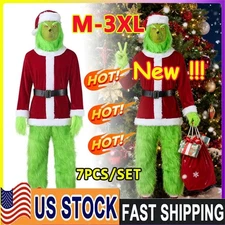 2025 Grinch Christmas Cosplay Costume | Green Fur Monster Outfit | Santa Grinch