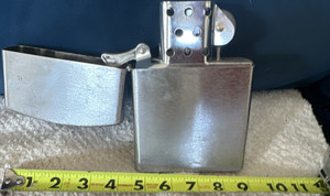 Huge Silver-Tone Metal Flip Top  Lighter w/ Insert, Removable Case