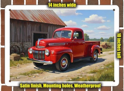 Metal Sign - 1947 Ford F1 Pickup Truck Oil Painting - 14x10