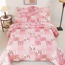 Quilt Sets Floral Quilt Set Bedding Set Bedspreads Pink Queen Quilt Set 92"x96"