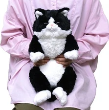 Sun Lemon Lap-Sized Sleeping Tuxedo Cat Plush Toy 47m Bicolor Knee Series Japan