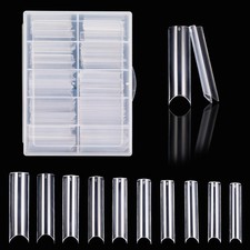 FANTESI 200 Pcs Extra Long Straight Square Nail Tips, Clear C Curve Full Cove...
