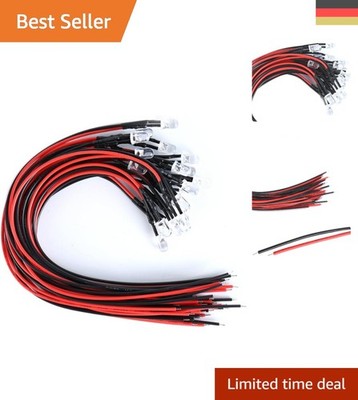 Superhelle 5mm LEDs mit 20cm Kabel   20 Stück, Ideal für Disco, Basteln und mehr