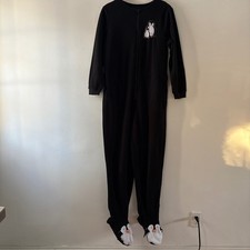 Nick Nora Penguin Pajama One Piece Footed Fleece Pockets Black Adult L Sleep