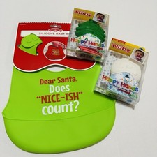 Baby Christmas Bib With Teething Mitts Christmas Tree And Snowman