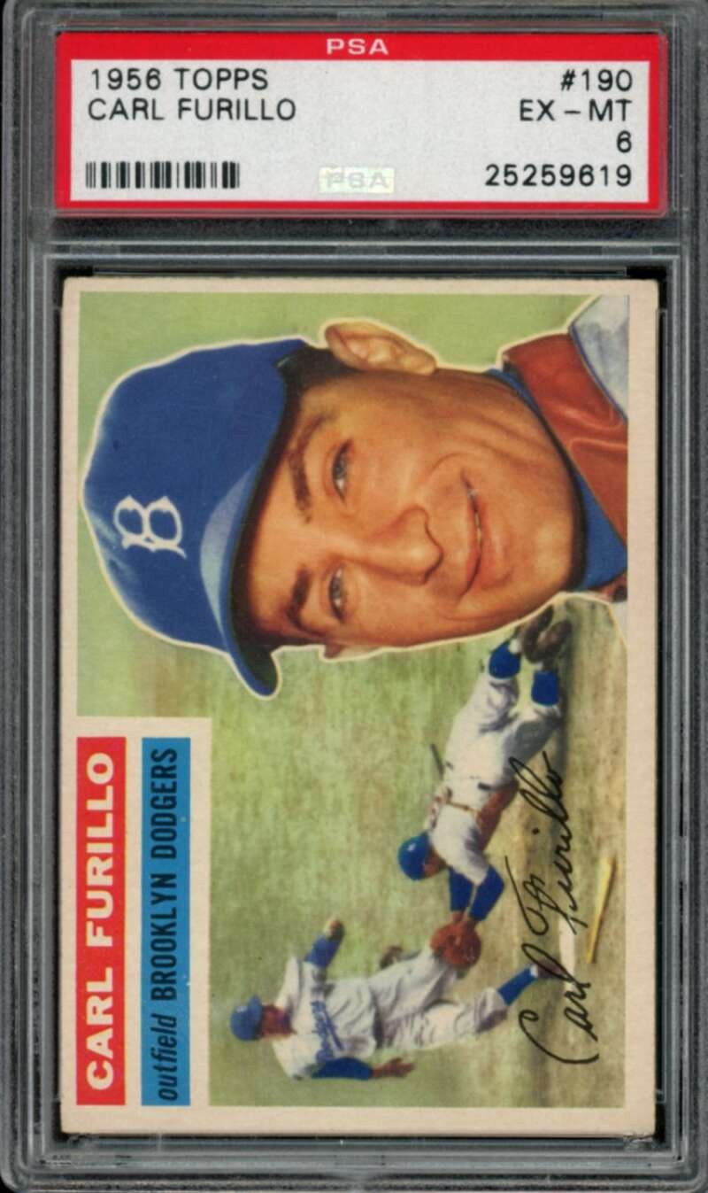 1956 Topps #190 Carl Furillo PSA 6 Dodgers  (9619)