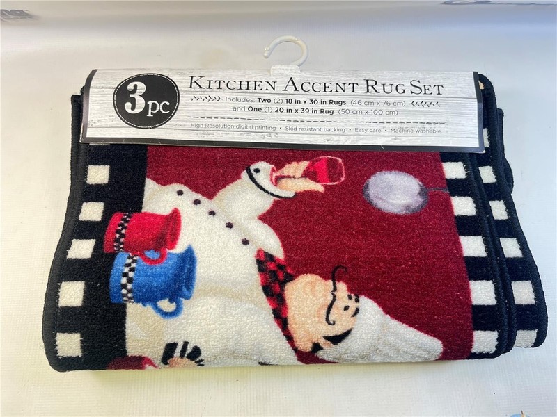 3 Pc Kitchen Accent Rug Set 3 Chefs