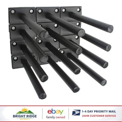 5-Inch Black Solid Steel Floating Shelf Bracket Set with Screws and Anchors