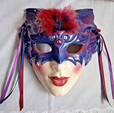 Mardi Gras Ceramic Clay Art Wall Mount Masquerade Mask