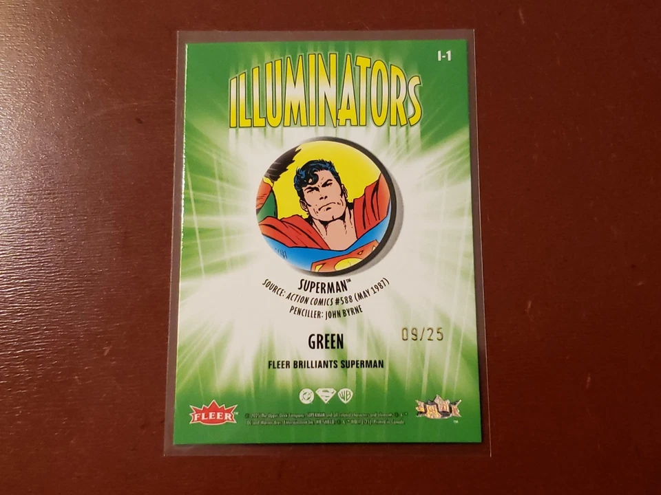 2025 Fleer Brilliants Superman Illuminators Green 09/25 Superman - Image 4 of 4