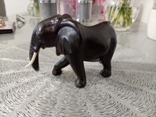 Antique hand carved Ebony African Dark Wood Elephant