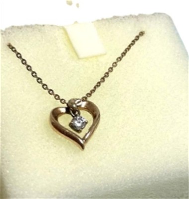 Canal 4°C  Necklace Heart Pendant Gold Cubic Zirconia [Unused] w/Box