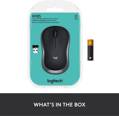 Logitech M185 Grey (910-002235) Brand New Mouse With Battery and LOGI Dongle