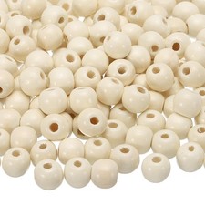 300Pcs Natural Wooden Beads for Crafts White 11 x 12mm 4mm Hole