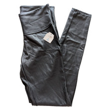 NEW Black Faux Leather Leggings High Waisted Shiny Pleather Pants Womens S NWT