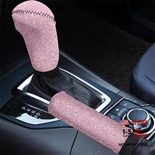 Bling Pink Print Car Gear Shift Knob Cover with Handbrake Cover, Pink Color