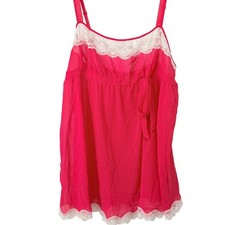 Victoria's Secret Vintage Pink Camisole Fairy Coquette Lace Trim Babydoll Large