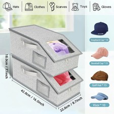 Hat Storage Organizer Box with Clear Window Holds 10 Baseball Caps Dust-Proof H