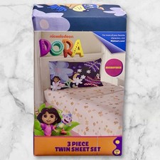 Nickleodeon DORA 3pc Twin Sheet Set 1 Fitted, 1 Flat Sheet  1 Pillowcase
