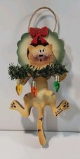 2014 Handmade Wooden cat christmas ornament.
