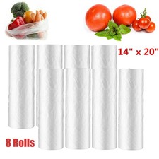 8 Rolls 14" x 20" Plastic Produce Grocery Storage Bags Kitchen Fruits Vegetables