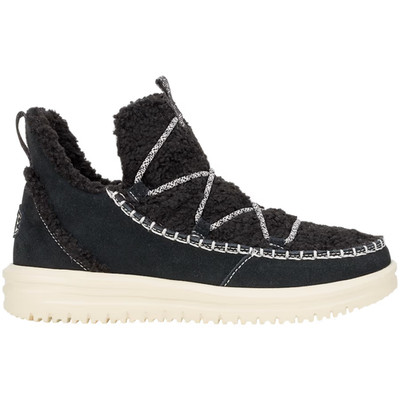 Hey Dude Camden Boots Women's 8 Black Suede Sherpa Lined Cozy Comfort Booties