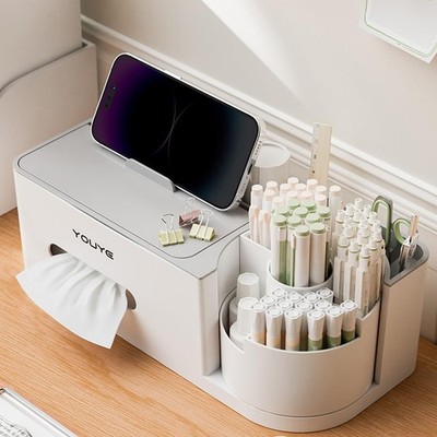 Aiabaleaft Multifunctional Organizer Rotating Brush Holder Makeup Gray