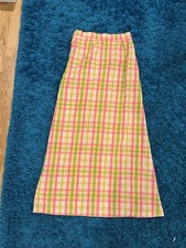 Vintage Handmade Easter Plaid Long Maxi Skirt - Size S/M 28  Waist