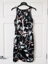 Coast Size 12 Black Pink Floral Satin Shift Dress Wedding Occasion Summer