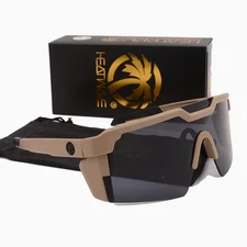 LARGE FRAME HEATWAVE STYLE FUTURE TECH DESIGN SUNGLASSES:Z87+: TAN
