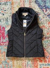 New! Michael Kors Small Black Puffer Quilted Vest Jacket Charm Women’s MSRP $125