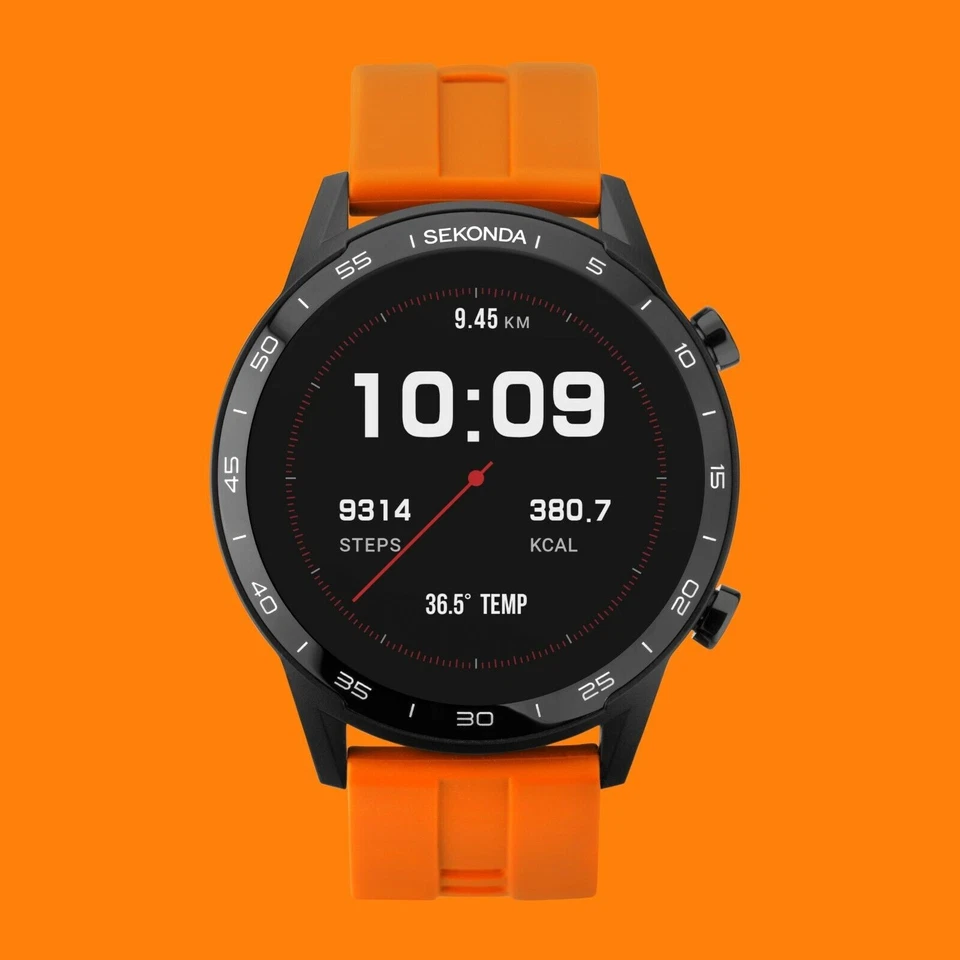Sekonda Mens Active 45mm Smart Watch Orange. Item 1911.00. Brand New RRP £79.99 - Image 2 of 4