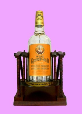 COLLECTIBLE - VINTAGE OLD GRAND-DAD BOURBON WHISKEY GAL BTL w/TAX STAMPS, CRADLE