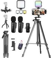 Vlogging Kit for Iphone/Android, Youtube Starter Kit with Wireless Microphone/Ca