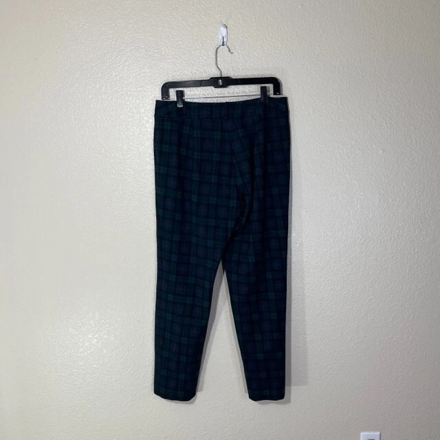 Pantalones J McLaughlin para mujer 8 Catalina tela elástica azul verde a cuadros tobillo Foto 4 de 4