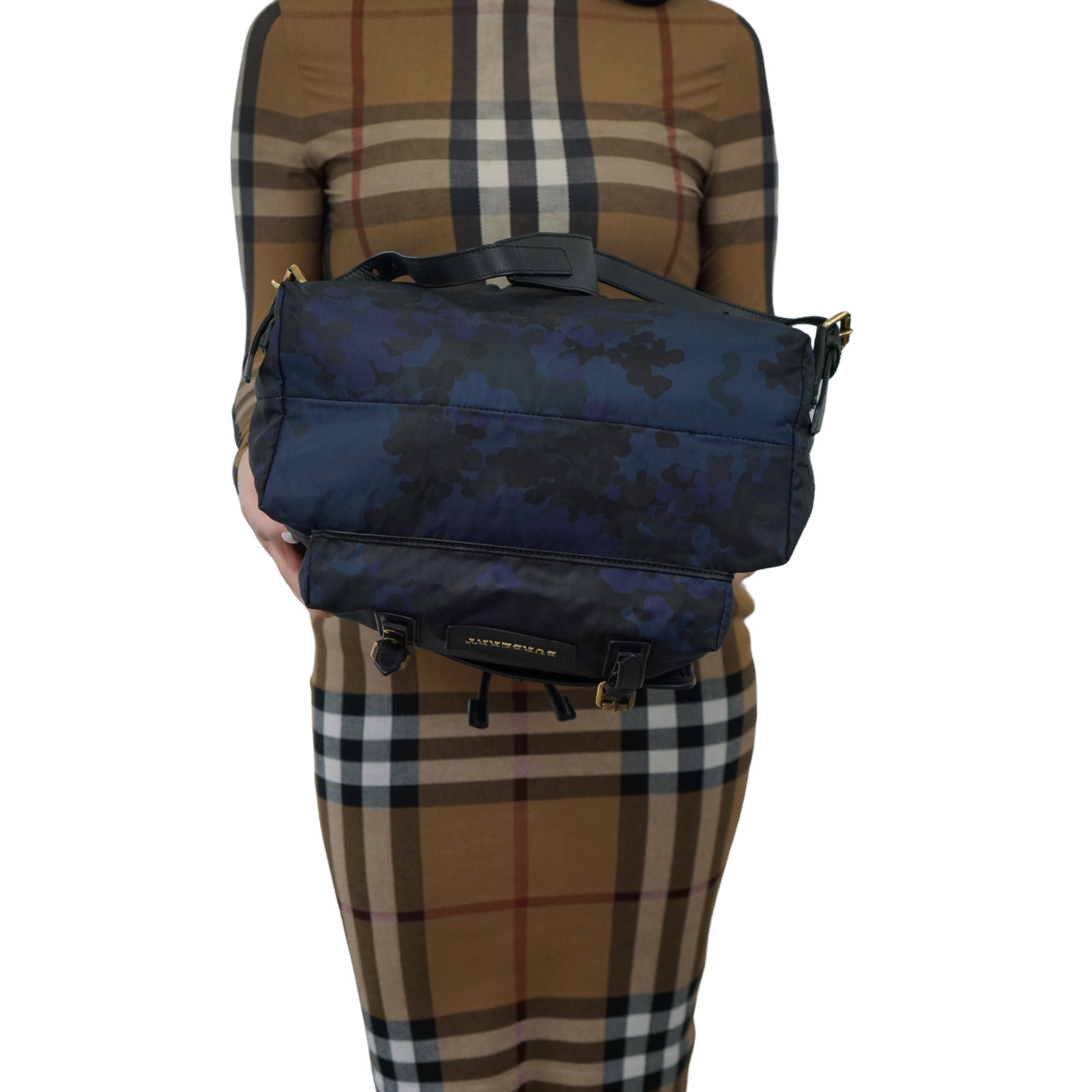 Genuine Burberry The Rucksack Nylon Backpack Blue Camouflage image 3