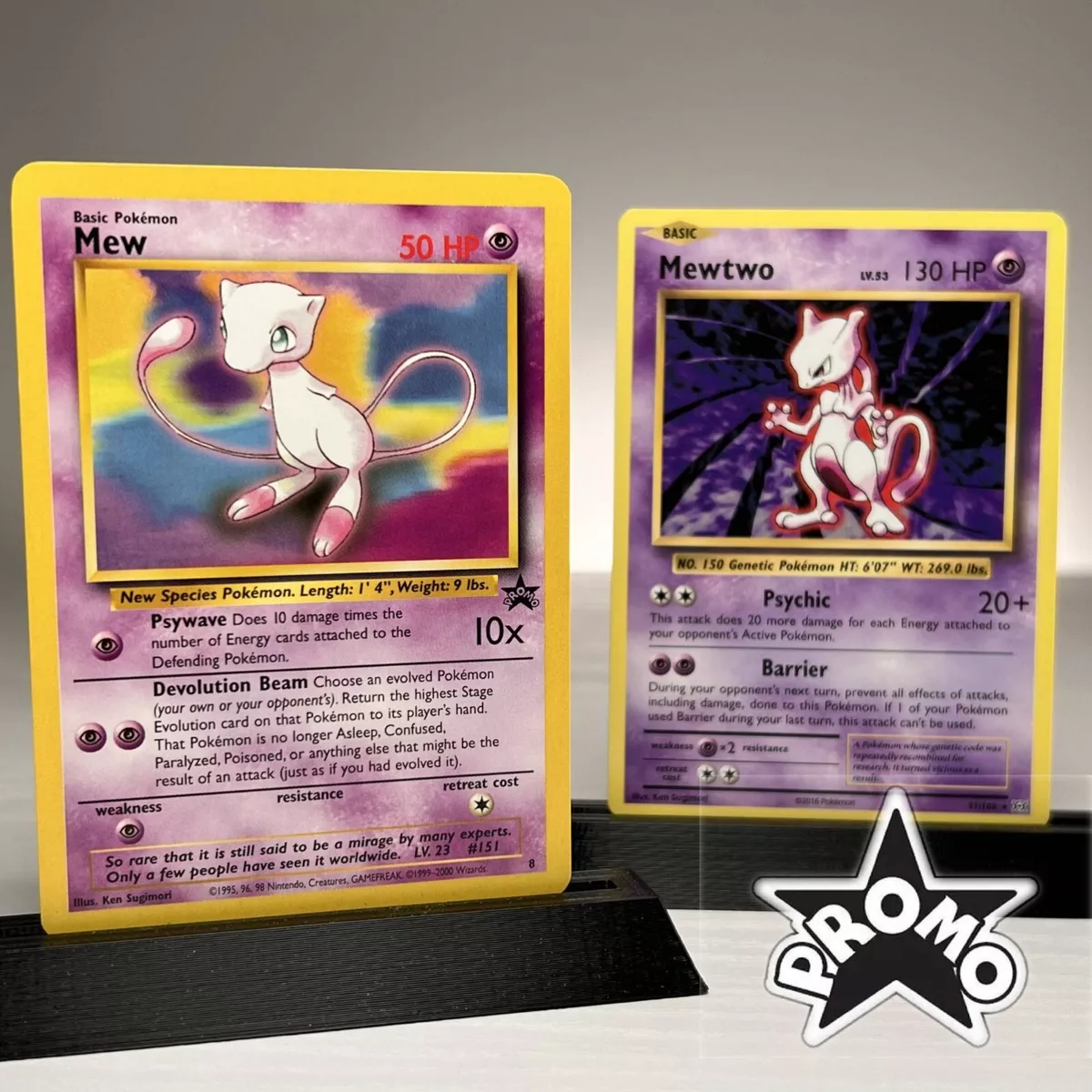 Mew WOTC and Mewtwo XY - Rare Legendary Pokemon Cards - NM/LP 100% Authentic