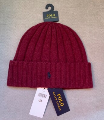 Polo Ralph Lauren Pony Men's Wool in Burgundy Knit Hat Cuffed