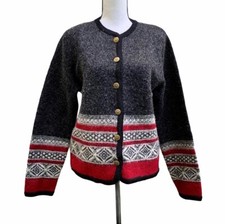 Vintage Wool Nordic Fair Isle Cardigan Ski Sweater