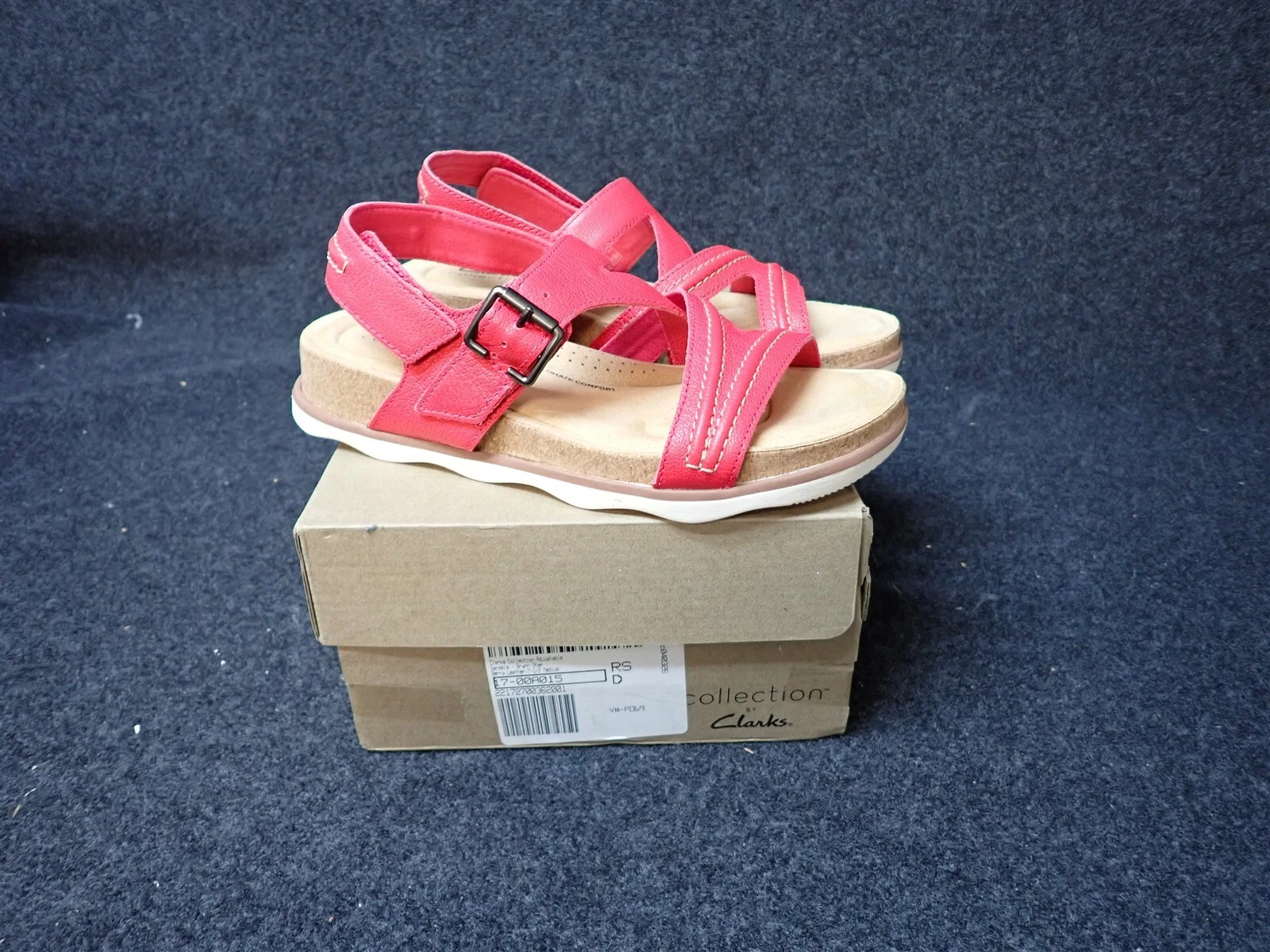 NUOVO Clarks Collection Brynn Step Sandali in pelle fucsia da donna 7 5 (SS22)