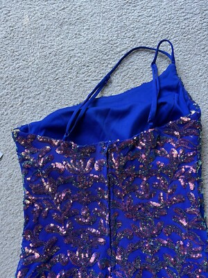 Honey and Rosie Pattern Sequin One Shoulder Double Strap Bodycon Dress Navy  Sz M | eBay