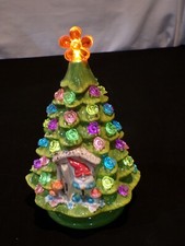 Ceramic Christmas Tree Garden Gnome Spring Flower Mushroom 10" Battery Op c967