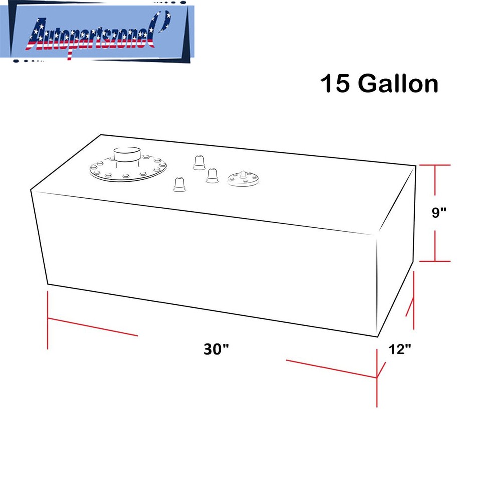 Aluminum Racing/Drift Fuel Cell Gas Tank & Cap & Level Sender 15 Gallon ...