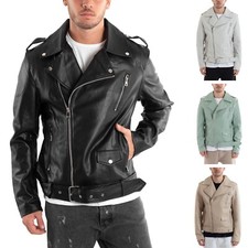 Giubbotto Uomo Biker Chiodo Ecopelle Casual Vari Colori