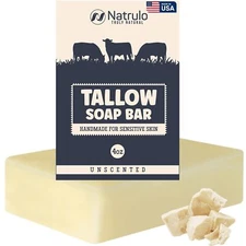 Beef Tallow Soap Bar – All Natural Grass Fed Tallow Soap Unscented – Moistur
