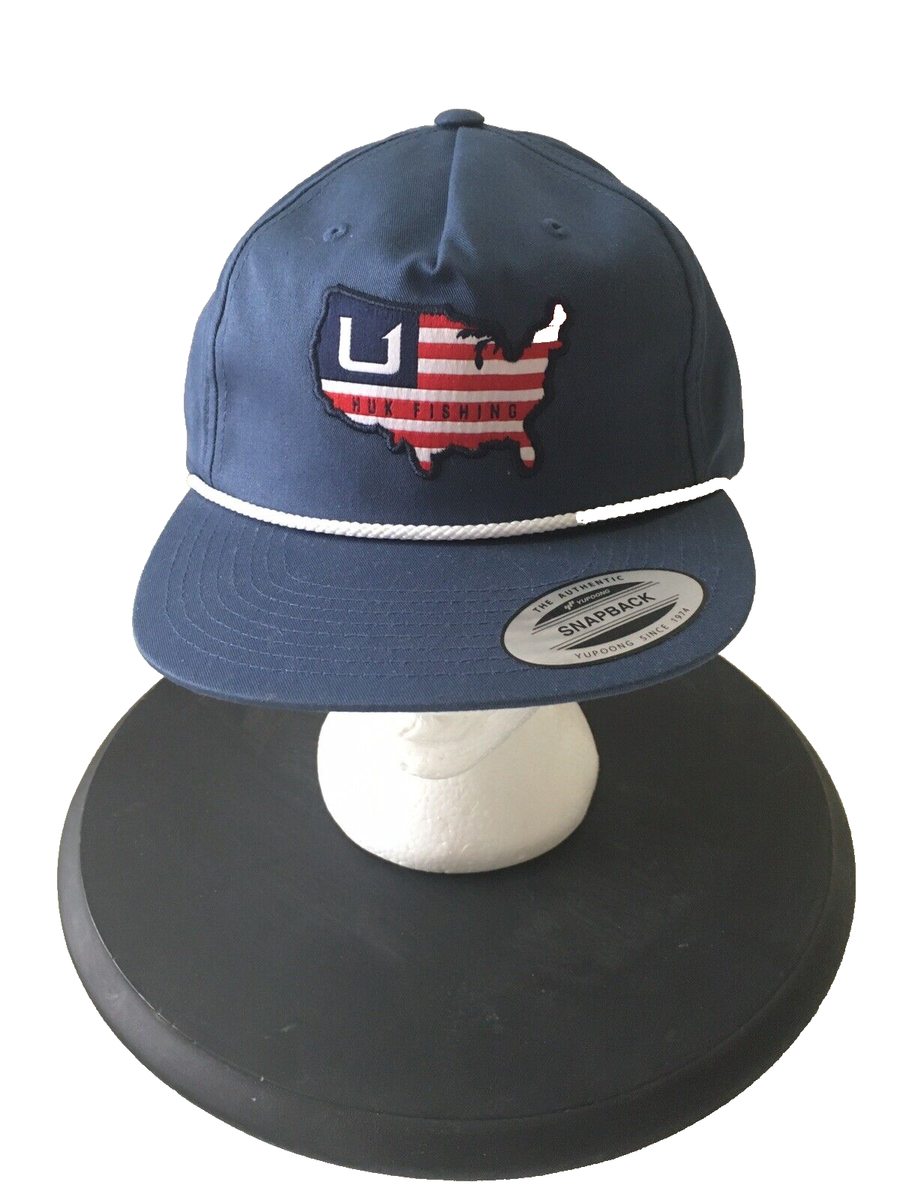 Huk American Rope Hat Baseball Cap Blue One Size Adjustable Yupoong Cotton  Poly