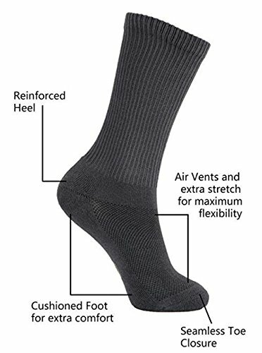 12 Pairs Women's Cotton Diabetic Non-Binding Crew Socks - Size 9-11 White - Bild 29 von 47