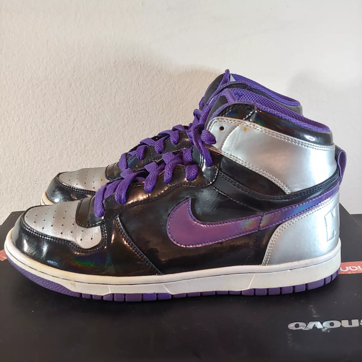 Rare Nike Big Nike High Le Black Silver Purple 358858 051 Women s Sz 10 Dunk