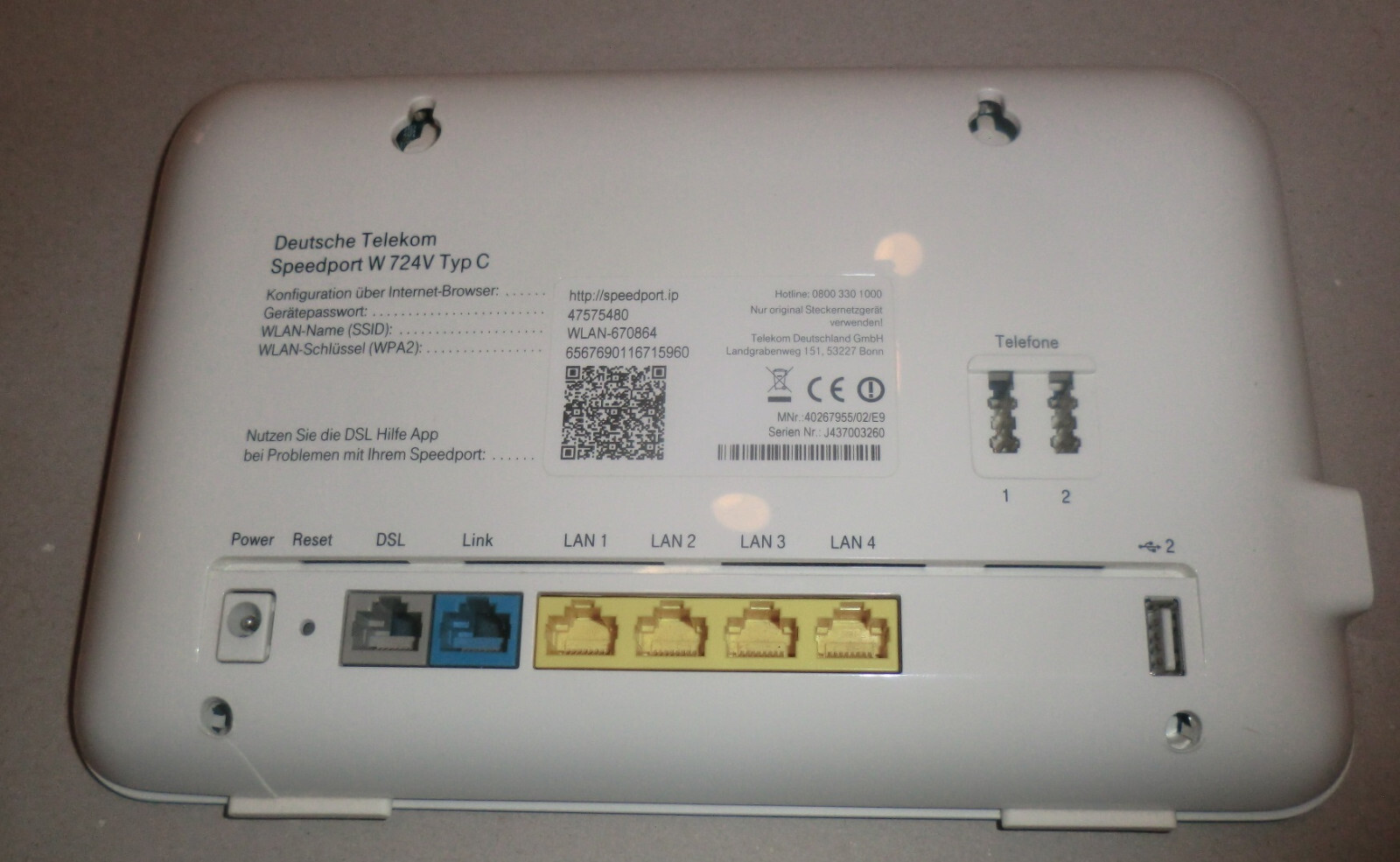 Wie Erkennt Man Ob Router Defekt Ist Deutsche Telekom Speedport W 724V WLAN Router, Typ C 40267955. DEFEKT