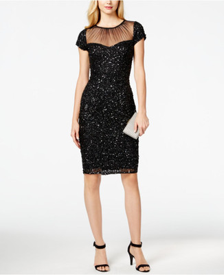 adrianna papell sequined sheath dress